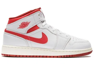 Pre-owned Jordan 1 Mid Se Sneakers In White/lobster/dune Red