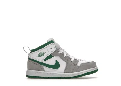 Pre-owned Jordan 1 Mid Se Sneakers In White/pine Green/light Smoke Grey