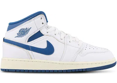 Pre-owned Jordan 1 Mid Se Sneakers In White/sail/industrial Blue In Multi