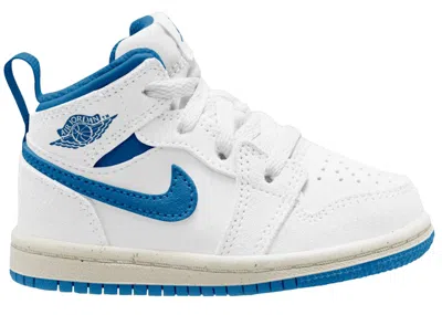 Pre-owned Jordan 1 Mid Se Sneakers In White/sail/industrial Blue