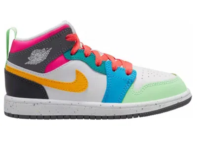 Pre-owned Jordan 1 Mid Se Sneakers In White/taxi/dark Shadow
