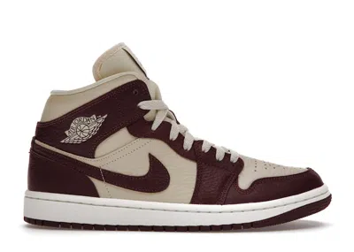 Pre-owned Jordan 1 Mid Se Split (women's) Sneakers In Beach/cherrywood Red
