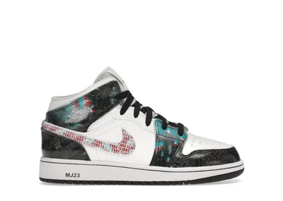 Pre-owned Jordan 1 Mid Se Take Flight Sneakers In White/bright Crimson/blue Hero