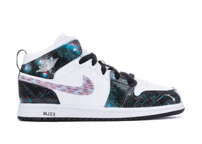 Pre-owned Jordan 1 Mid Se Take Flight Sneakers In White/bright Crimson/blue Hero
