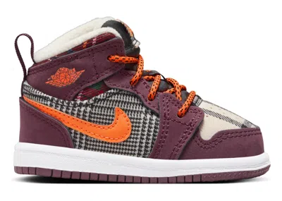 Pre-owned Jordan 1 Mid Se Total Orange Sneakers In Night Maroon/black/white In Multi