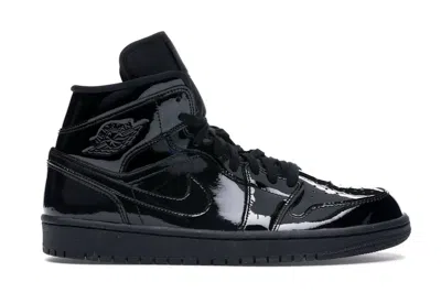 Pre-owned Jordan 1 Mid Se Triple Patent (women's) Sneakers In Black