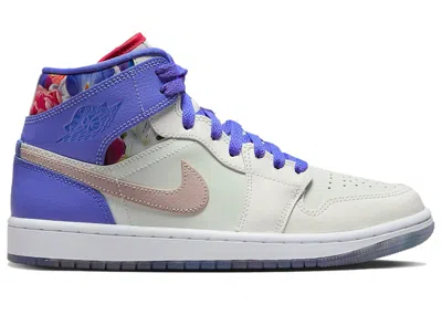 Pre-owned Jordan 1 Mid Se Valentine's Day Flowers (women's) Sneakers In Sail/white/university Red