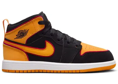 Pre-owned Jordan 1 Mid Se Vivid Orange Sneakers In Black/cardinal Red/white