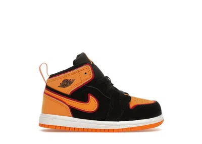 Pre-owned Jordan 1 Mid Se Vivid Orange Sneakers In Black/cardinal Red/white