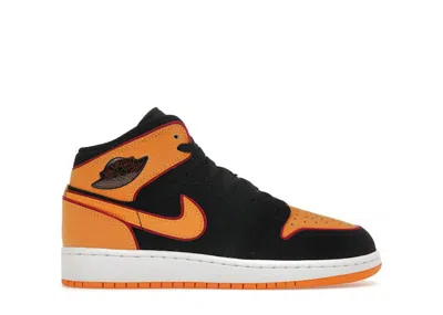 Pre-owned Jordan 1 Mid Se Vivid Orange Sneakers In Black/cardinal Red/white
