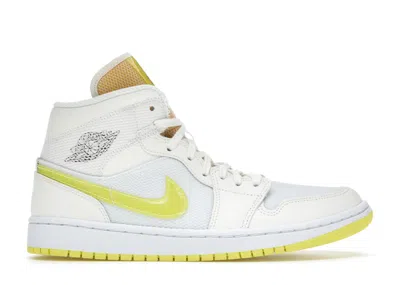 Pre-owned Jordan 1 Mid Se Voltage Yellow (women's) Sneakers In Sail/light Voltage Yellow Ii/white