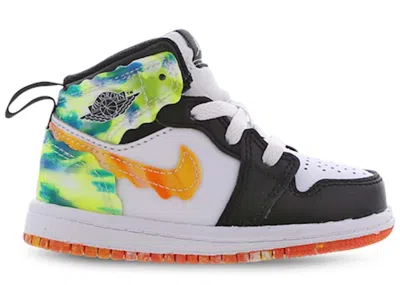 Pre-owned Jordan 1 Mid Se Wavy Sneakers In Black/white/team Orange