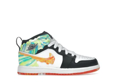 Pre-owned Jordan 1 Mid Se Wavy Sneakers In Black/white/team Orange In Multi