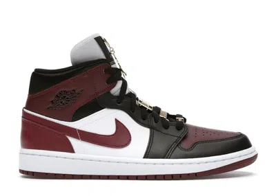 Pre-owned Jordan 1 Mid Se (women's) Sneakers In Black/dark Beetroot/white