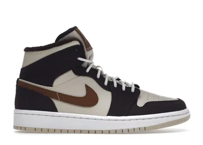 Pre-owned Jordan 1 Mid Se (women's) Sneakers In Brown Basalt/oatmeal/summit White