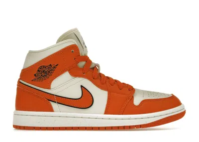 Pre-owned Jordan 1 Mid Se (women's) Sneakers In Coconut Milk/sport Spice/black
