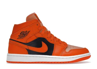 Pre-owned Jordan 1 Mid Se (women's) Sneakers In Crimson Bliss/rush Orange/black