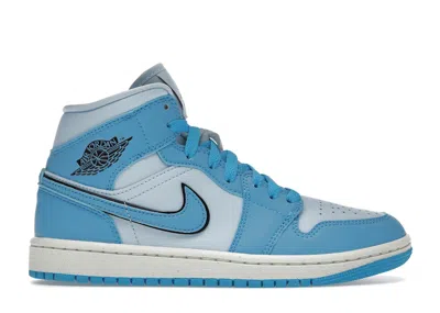 Pre-owned Jordan 1 Mid Se (women's) Sneakers In Ice Blue/black/sail
