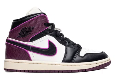 Pre-owned Jordan 1 Mid Se (women's) Sneakers In Sail/active Pink/bordeaux