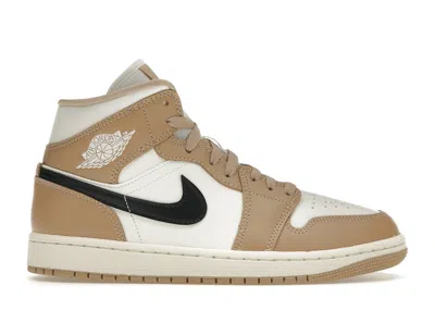 Pre-owned Jordan 1 Mid Se (women's) Sneakers In Sail/desert/black