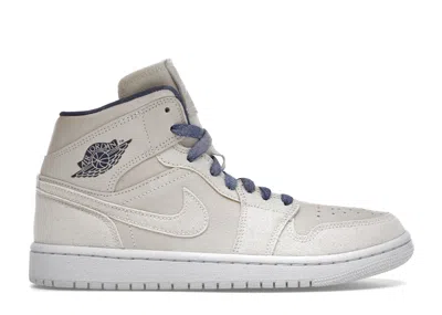 Pre-owned Jordan 1 Mid Se (women's) Sneakers In Sanddrift/midnight Navy Blue/white