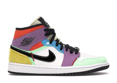 Pre-owned Jordan 1 Mid Se (women's) Sneakers In White/black/lightbulb