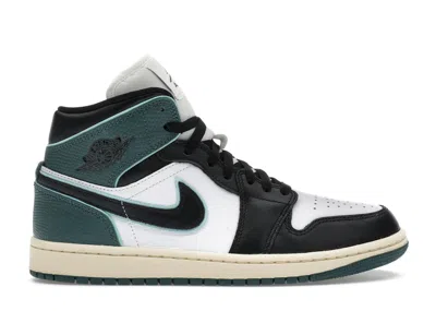 Pre-owned Jordan 1 Mid Se (women's) Sneakers In White/light Dew/oxidized Green