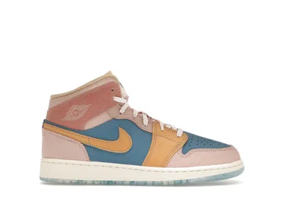 Pre-owned Jordan 1 Mid Se Zen Sneakers In Aegean Storm/pink Oxford/red Stardust