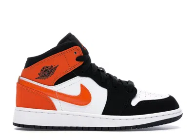 Pre-owned Jordan 1 Mid Shattered Backboard Sneakers In Black/starfish