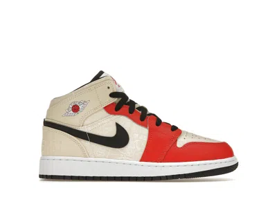 Pre-owned Jordan 1 Mid Short Sleeve '88 Dunk Contest Sneakers In Muslin/black/white