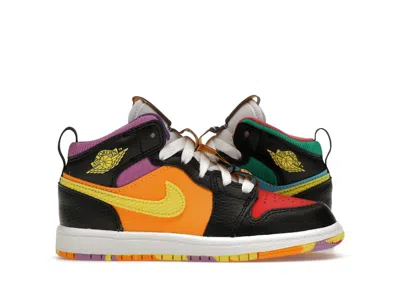 Pre-owned Jordan 1 Mid Short Sleeve Six Championships Sneakers In Black/opti Yellow/university Red