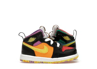 Pre-owned Jordan 1 Mid Short Sleeve Six Championships Sneakers In Black/opti Yellow/university Red