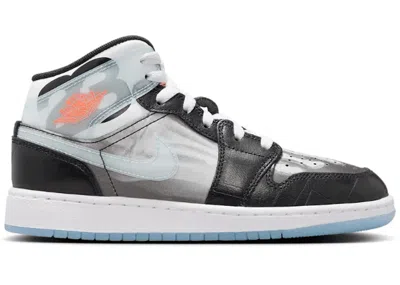 Pre-owned Jordan 1 Mid Short Sleeve Xray Sneakers In Black/ice Blue/total Crimson
