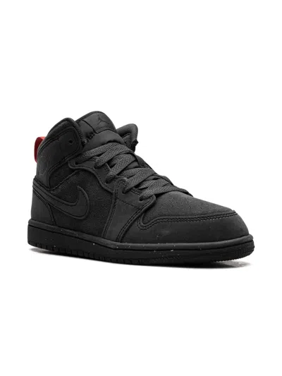 Jordan Kids'  1 Mid "smoke Grey" Sneakers In Black