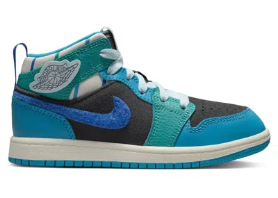 Pre-owned Jordan 1 Mid Sneaker School Glacier Blue Sneakers In Anthracite/aquatone/new Emerald