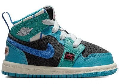 Pre-owned Jordan 1 Mid Sneaker School Glacier Blue Sneakers In Anthracite/aquatone/new Emerald In Multi
