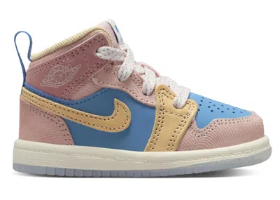Pre-owned Jordan 1 Mid Sneaker School Hemp Sneakers In Aegean Storm/pink Oxford/red Stardust