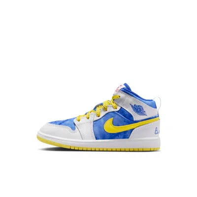 Jordan Babies' 1 Mid Sneaker School Little Kids' Shoes In White