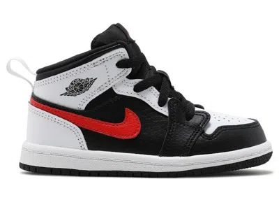 Pre-owned Jordan 1 Mid Sneakers In Black/chile Red/white
