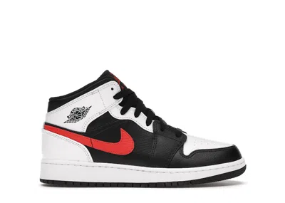 Pre-owned Jordan 1 Mid Sneakers In Black/chile Red/white