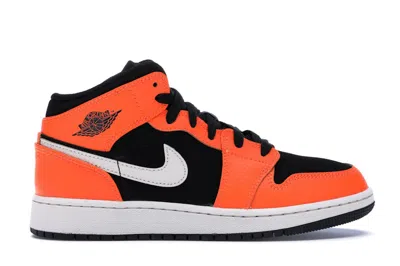 Pre-owned Jordan 1 Mid Sneakers In Black/cone/light Bone