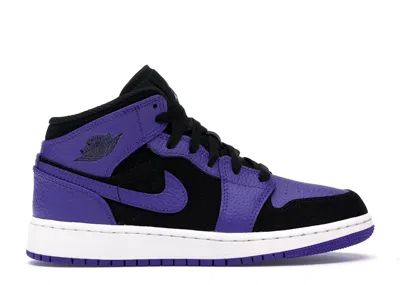 Pre-owned Jordan 1 Mid Sneakers In Black/dark Concord/white