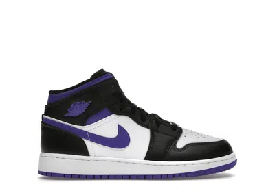 Pre-owned Jordan 1 Mid Sneakers In Black/dark Iris/white