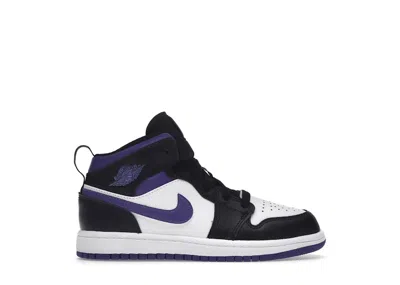 Pre-owned Jordan 1 Mid Sneakers In Black/dark Iris/white