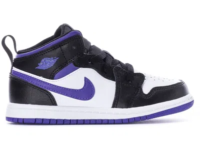 Pre-owned Jordan 1 Mid Sneakers In Black/dark Iris/white