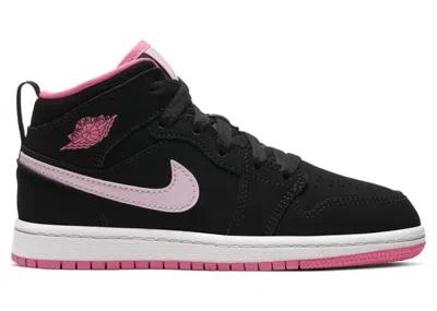 Pre-owned Jordan 1 Mid Sneakers In Black/digital Pink/white