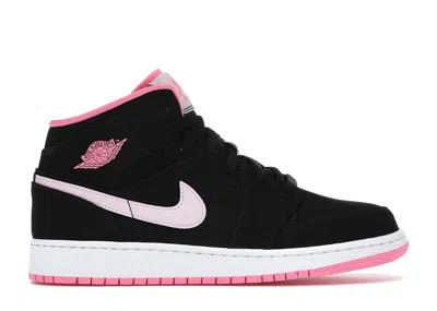 Pre-owned Jordan 1 Mid Sneakers In Black/digital Pink/white