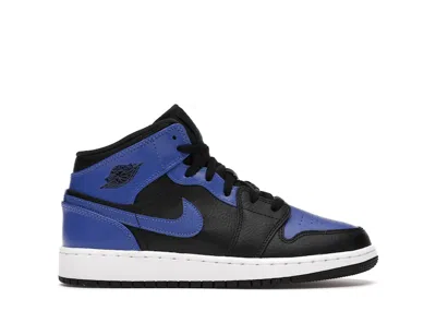 Pre-owned Jordan 1 Mid Sneakers In Black/hyper Royal/white