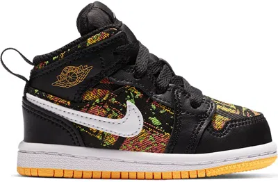 Pre-owned Jordan 1 Mid Sneakers In Black/laser Orange/bright Melon In Multi