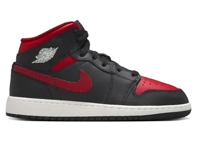 Pre-owned Jordan 1 Mid Sneakers In Black/summit White/varsity Red